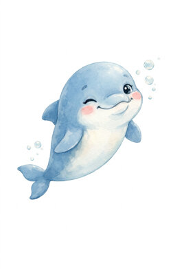Delfin Aquarellzeichnung
