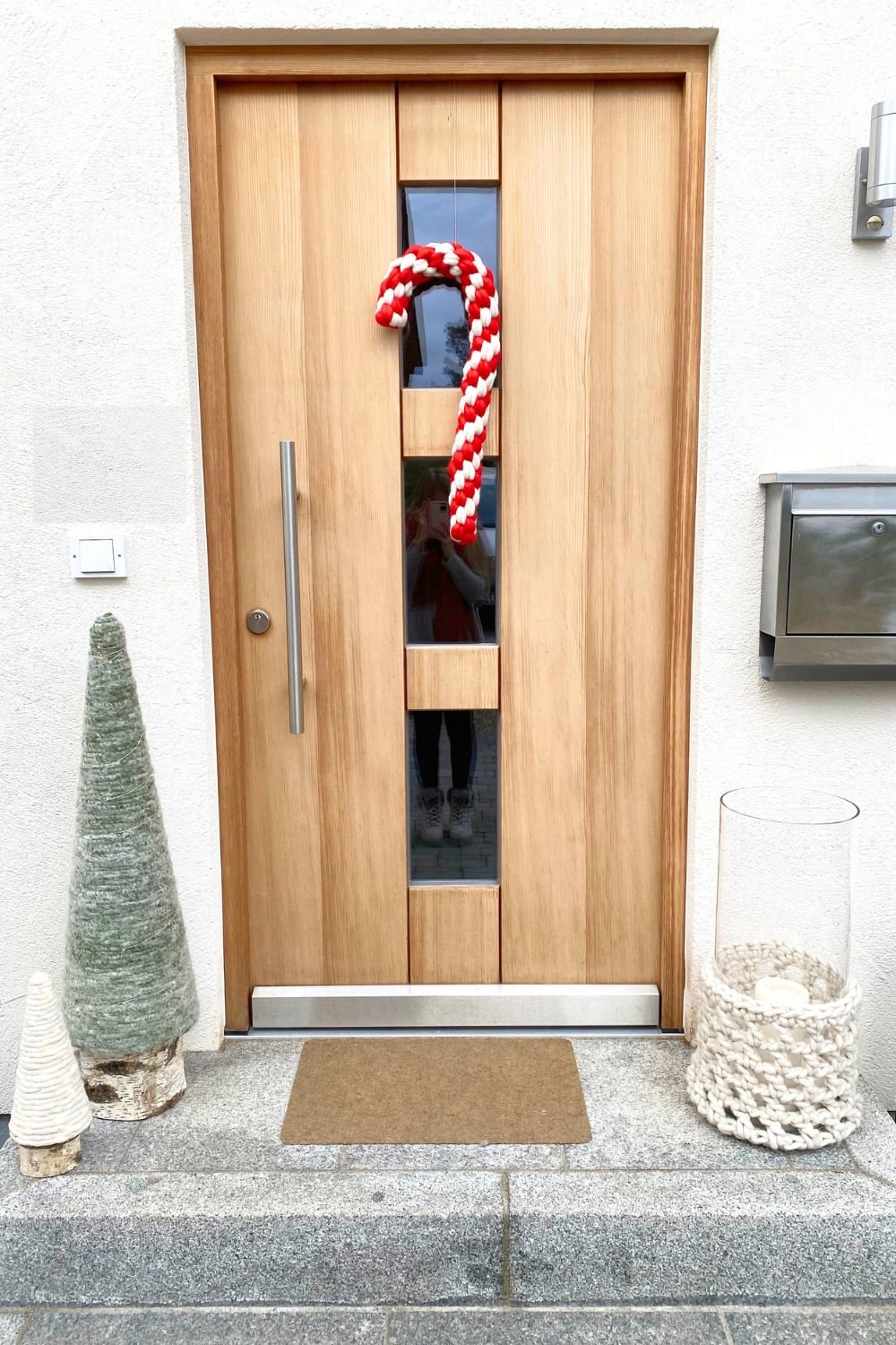 Winter Türschmuck aus Wolle DIY Winterdekoration