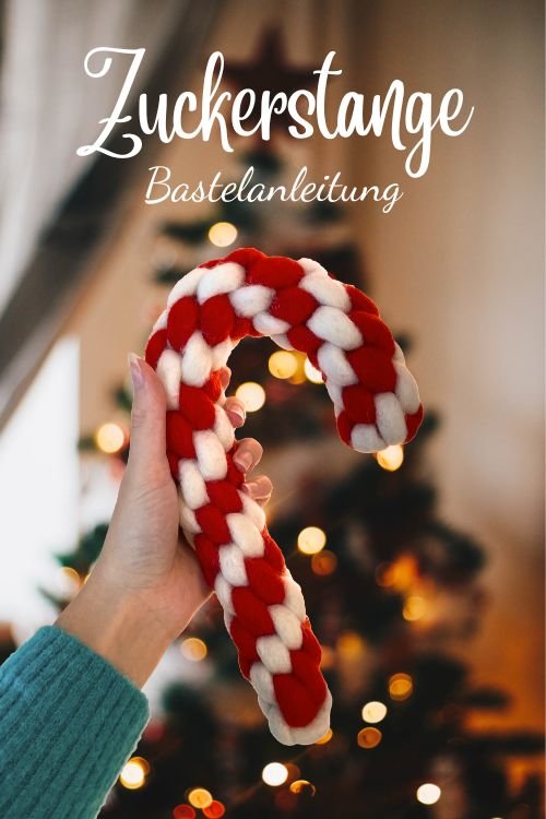 Bastelanleitung Zuckerstange aus Wolle DIY