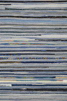 220 x 300 cm - Fleckerlteppich Eibsee blau mit Baumwolle grau blau in Standard-Bindung