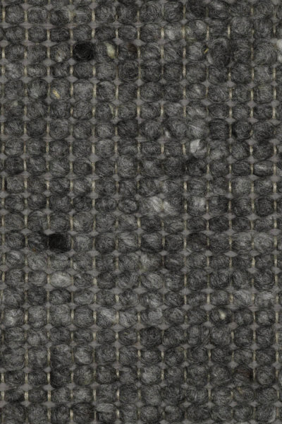 73 x 350 cm - Schafwollteppich Gittermuster Steingrau mit Baumwolle Grau in
