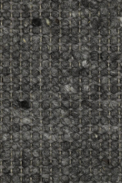 73 x 350 cm - Schafwollteppich Gittermuster Steingrau mit Baumwolle Grau