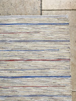 165 x 255 cm - Baumwollteppich mit Wollanteil Isarwelle Blau Rot Grau