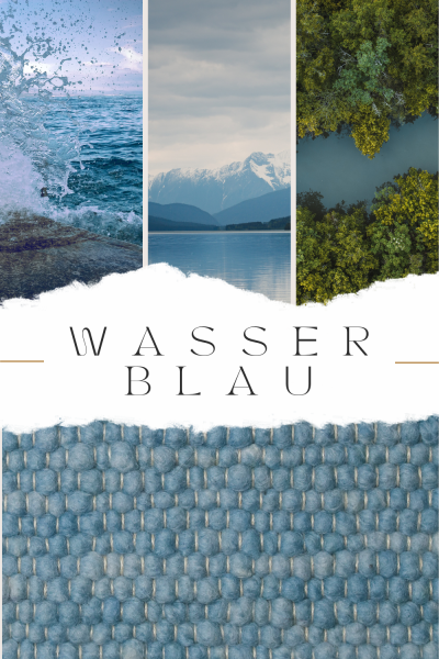 Schafwollteppich Wasserblau