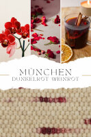 Schafwollteppich München mit Dunkelrot und Weinrot