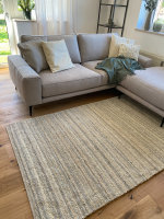 140 x 210 cm - Schafwollchenille Teppich in grau beige