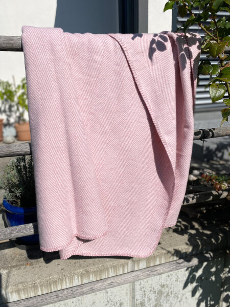 Bio-Baumwolldecke Rosa Fischgrat