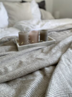 Bio-Baumwolldecke Grau Fischgrat