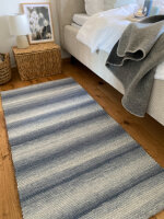 80 x 155 cm - Schafwolltteppich Vintage Blau in dick Standard-Bindung