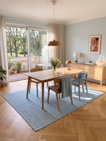 Baumwollteppich Aquamarin