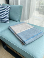 Merinodecke blau gestreift