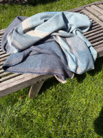 Merinodecke jeansblau gestreift
