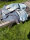 Merinodecke jeansblau gestreift