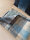 Merinodecke jeansblau gestreift