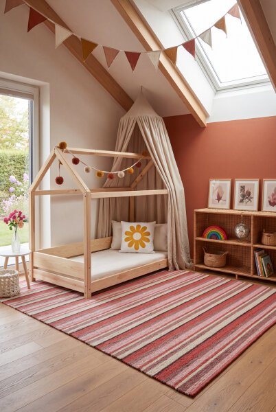Kinderzimmer Wollteppich "Rosengarten"